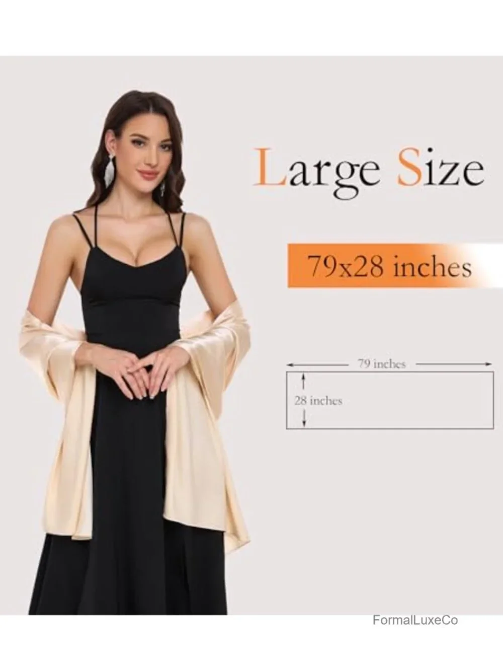 79x28 in Satin Shawl Wrap for Evening Dresses Wedding Formal